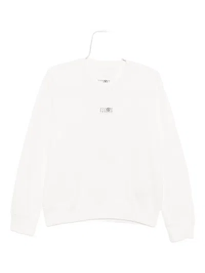 Mm6 Maison Margiela Numeric Signature Label Crewneck Sweatshirt In White
