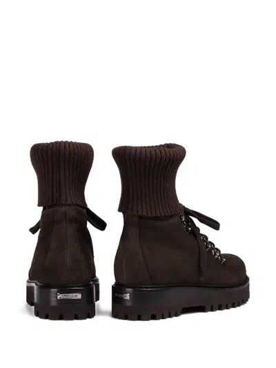 Le Silla St. Moritz Knitted-cuff Ankle Boot In Brown