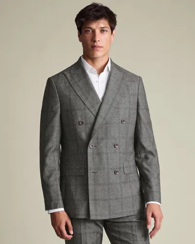 Charles Tyrwhitt Men's  Double Breasted Ultimate Performance Checkered Suit Na Jacket In Gray