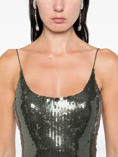 Alex Perry Singlet Backless Mesh Sequined Gown In Gray