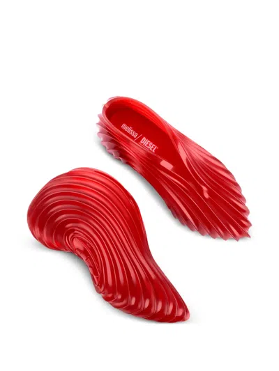 Melissa X Diesel Ad. Quantum Wave-pattern Sneakers In Red