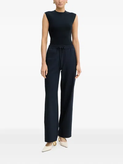 Hugo Boss Drawstring Straight Trousers In Blue