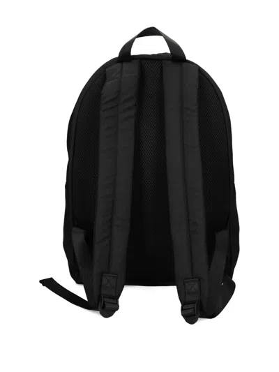 Ea7 Canvas Backpack With Logo Print In Black