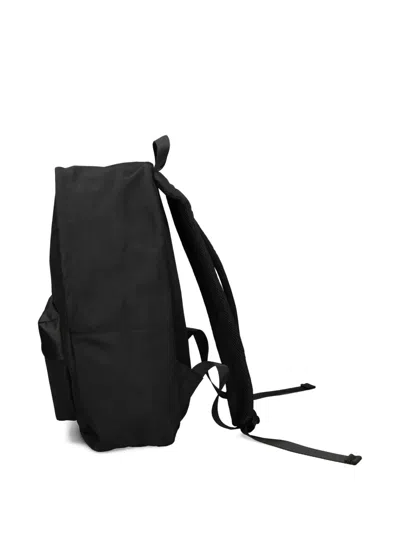 Ea7 Canvas Backpack With Logo Print In Black