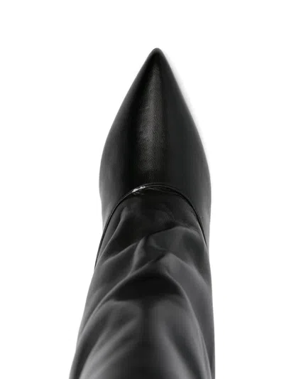 尖头皮质高跟短靴（8厘米）