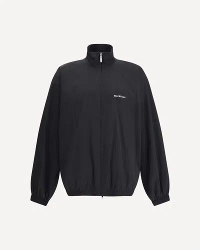 Balenciaga Men Black High Neck Sweatshirt With Logo Lettering On Front And Rear In Tech Fabric Man In Black