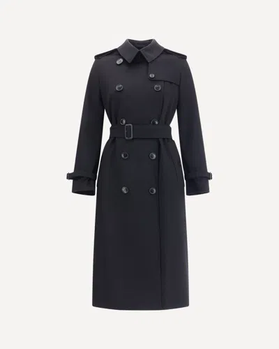 Burberry Black Gabardine Heritage Kensington Trench Coat In Black