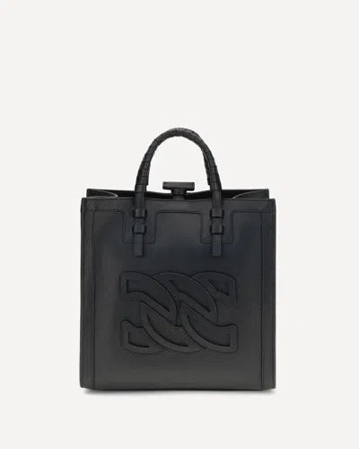 Casadei Love Leather Tote Strap Logo Embellished In Black
