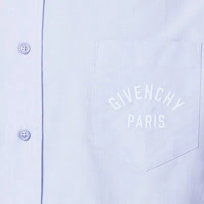 Givenchy Button-down Shirt With Pointed Collar And Embroidered Detail In Blue