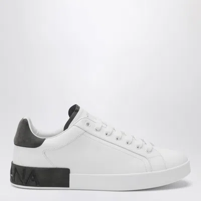 Dolce & Gabbana Portifano Panelled Leather Sneakers In White
