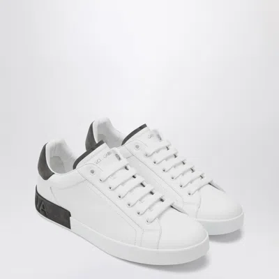 Dolce & Gabbana Portifano Panelled Leather Sneakers In White