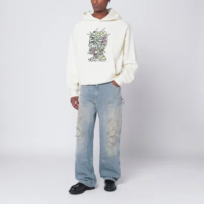 Brain Dead Light Beige Scrambled Head Sweatshirt In Blue