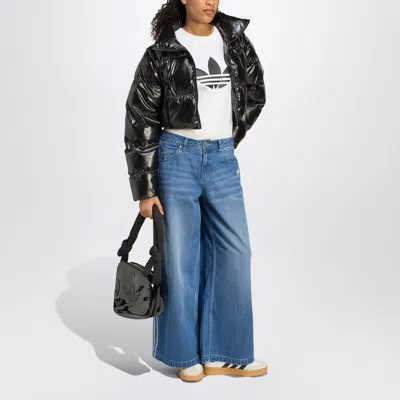 Adidas Originals Shiny Black Convertible Cropped Puffer Jacket