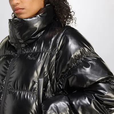 Adidas Originals Shiny Black Convertible Cropped Puffer Jacket