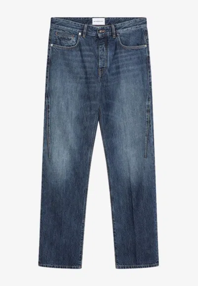 Givenchy Straight Jeans Dark Blue Washed Effect Men In Blue