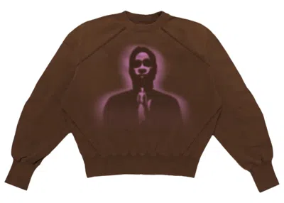 Pre-owned Sp5der Men's  Thug Crewneck Sweatshirt In Angel Brown