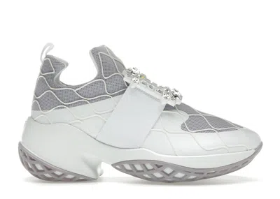 Pre-owned Roger Vivier Viv' Run Fabric Crystal Buckle (women's) Sneakers In White/purple In Multi