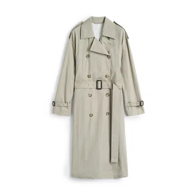 Totême Clay Crisp Cotton Blend Double-breasted Trench Coat In Neutral