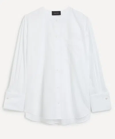 Simone Rocha Women's Collarless Elongated Shirt In White