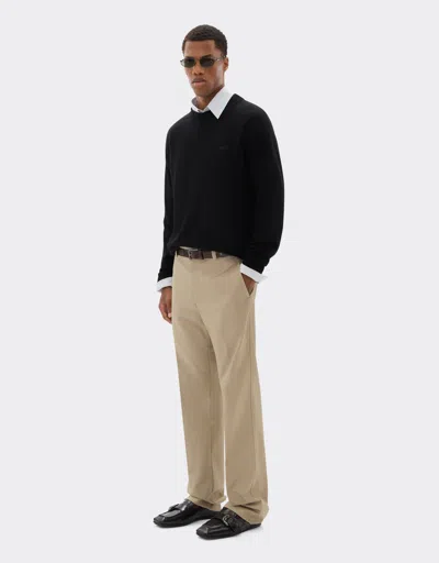 Ferrari Crew-neck Sweater In Wool And Cashmere In Black