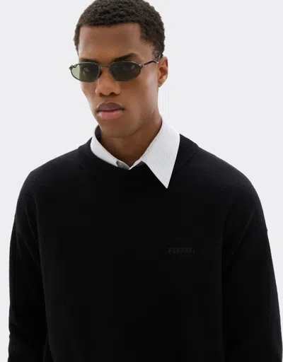 Ferrari Crew-neck Sweater In Wool And Cashmere In Black