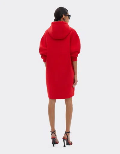 Ferrari Cotton Sweatshirt Dress With  Logo In Racing Red