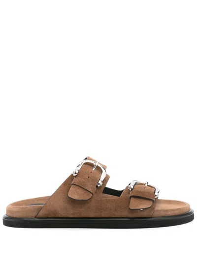 P.a.r.o.s.h Suede Flat Sandals In Brown