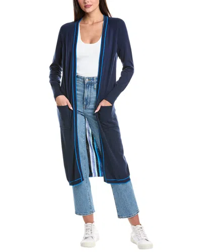 Wispr Longline Stripe Silk-blend Maxi Cardigan In Blue