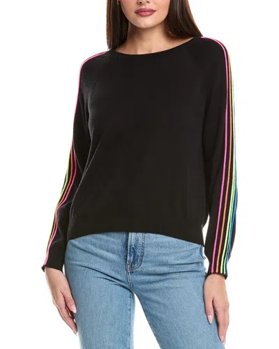 Wispr Sporty Stripe Mini Silk-blend Sweater In Black