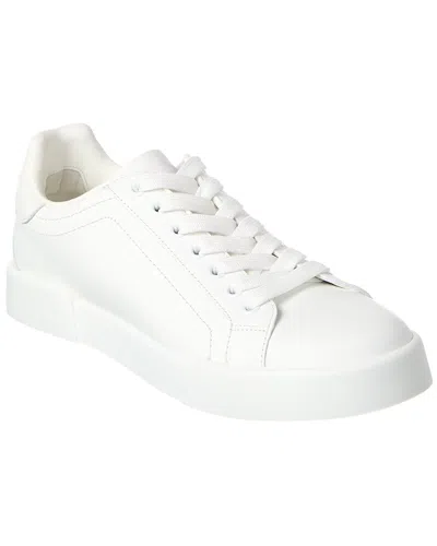 Dolce & Gabbana Portofino Low-top Leather Sneakers With Lateral Monogram In Neutral