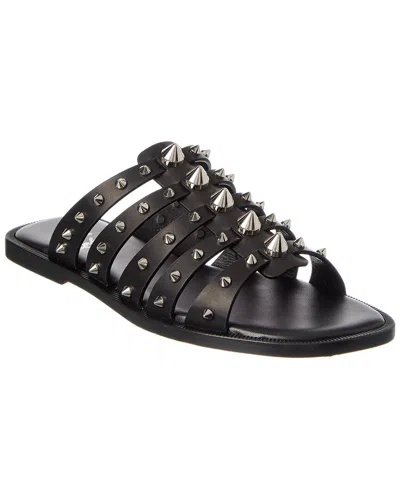 Christian Louboutin Studded Studs Strappy Leather Sandals In Black