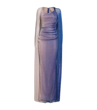 Talbot Runhof Voile Gown Dress In Blue