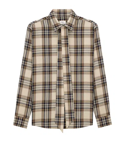 Saint Laurent Cassandre Check Shirt Oversized Tie Collar In Multi