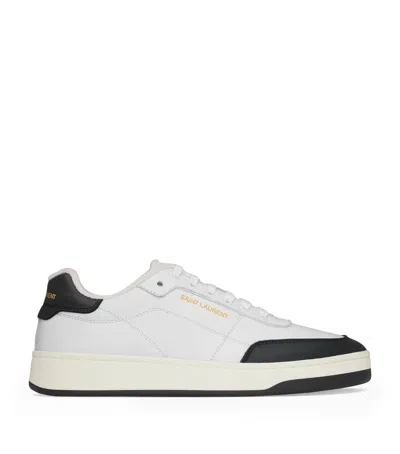 Saint Laurent White And Black Leather Sneakers In Multi