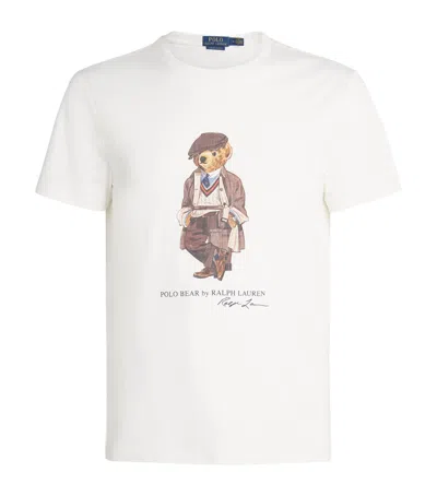 Polo Ralph Lauren White Polo Bear T-shirt Custom Slim-fit In White