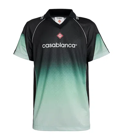 Casablanca Piping Contrast Gradient V Neck T-shirt In Black