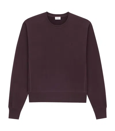 Saint Laurent Cassandre Embroidered Sweatshirt In Purple