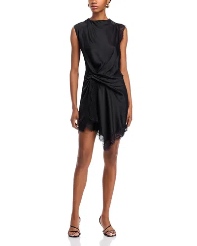 A.l.c Dion Draped Lace-trim Satin Mini Dress In Black