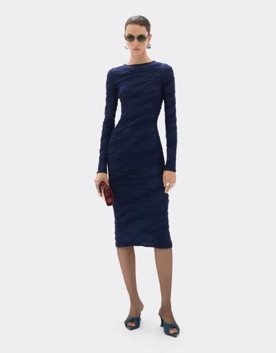 Ferrari Wool And Cotton Knit Dress In Blue