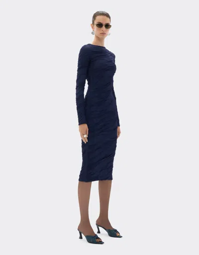 Ferrari Wool And Cotton Knit Dress In Blue