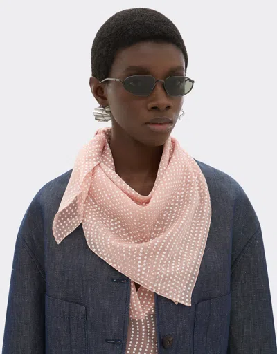 Ferrari Silk Foulard With Cavallino Dots Print In Brown