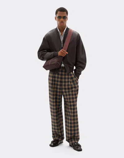 Ferrari Q-cycle® Jacquard Crossbody Bag With Cavallino Pattern In Brown