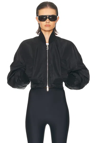 Sportmax Short Nylon Bomber Jacket In Black
