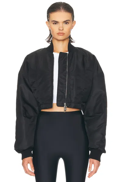 Sportmax Short Nylon Bomber Jacket In Black