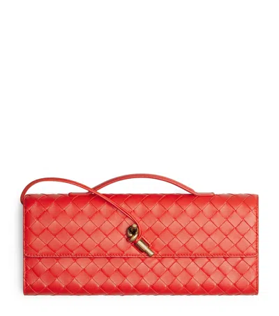 Bottega Veneta Long Andiamo Clutch Bag With Handle In Orange