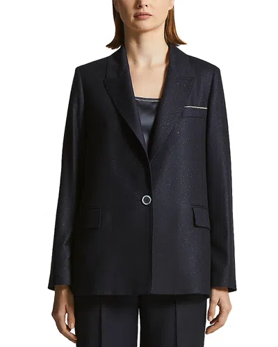 Peserico Shiny Blazer With Lapel And Pockets In Black