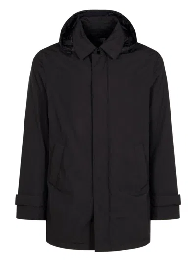 Herno Men's Padded Jacket With Detachable Hood In Black