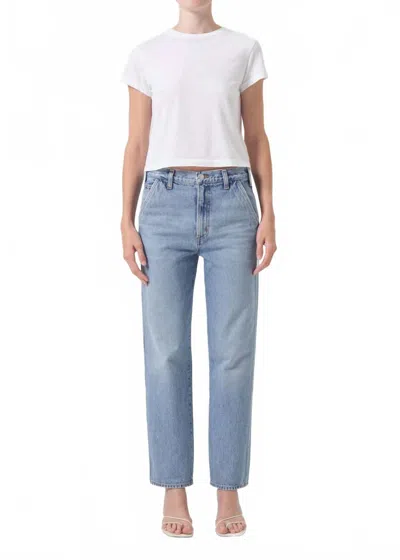 Agolde Valen Jean Mid Rise Straight In Formula In Blue