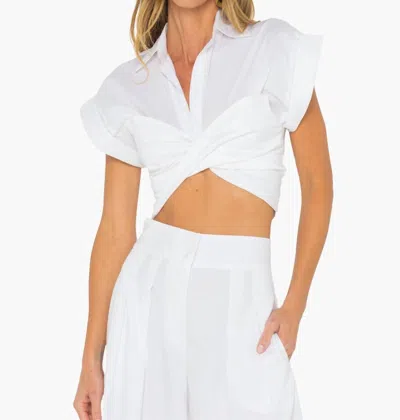 Jbq Elliot Short Cuffed Sleeve Top In Black In White