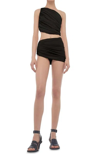 Norma Kamali Diana Asymmetric Bikini Bottom In Black